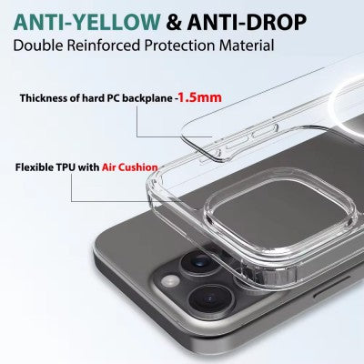 High Quality Acrylic + TPU Hybrid Transparent Magsafe Case for iPhone 16 Pro High Quality Acrylic + TPU Hybrid Transparent Magsafe Case for iPhone 16 Pro